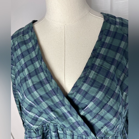 NWT Madewell Marianna Puff-Sleeve Mini Dress in Green Plaid Size Medium - Picture 9 of 12